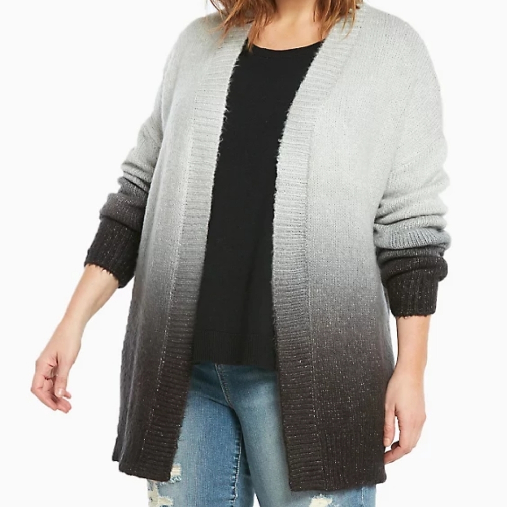Torrid 3x ombre dip dye grey cardigan sweater